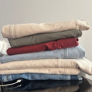 Free People Casual Pants in Cream, Olive, Red, and Blue